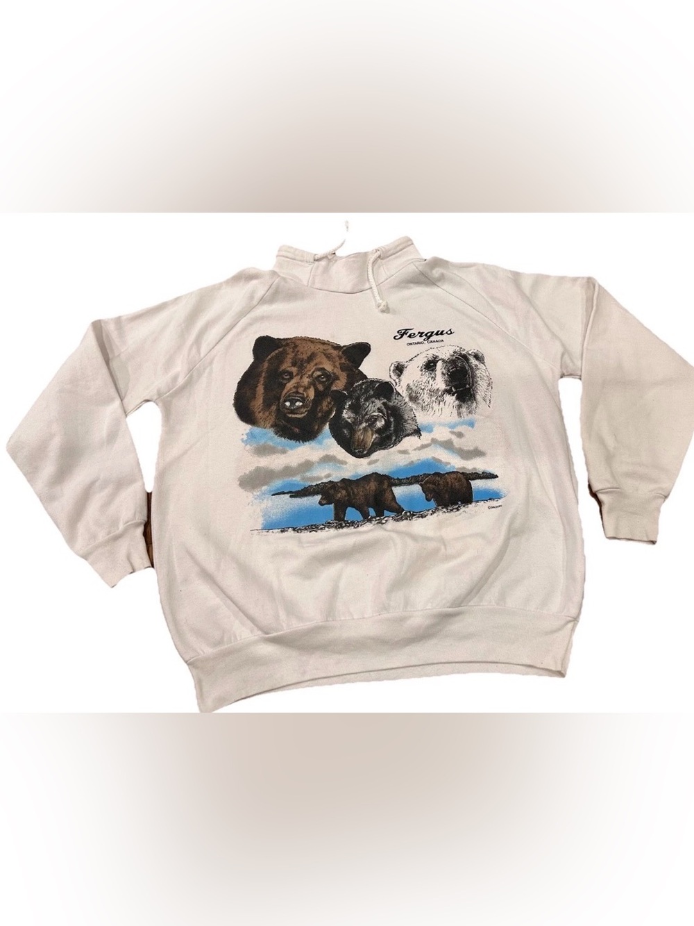 Vintage Bear Bears Sweatshirt Sweater Mock Neck XL Daquin Fergus Canada Women